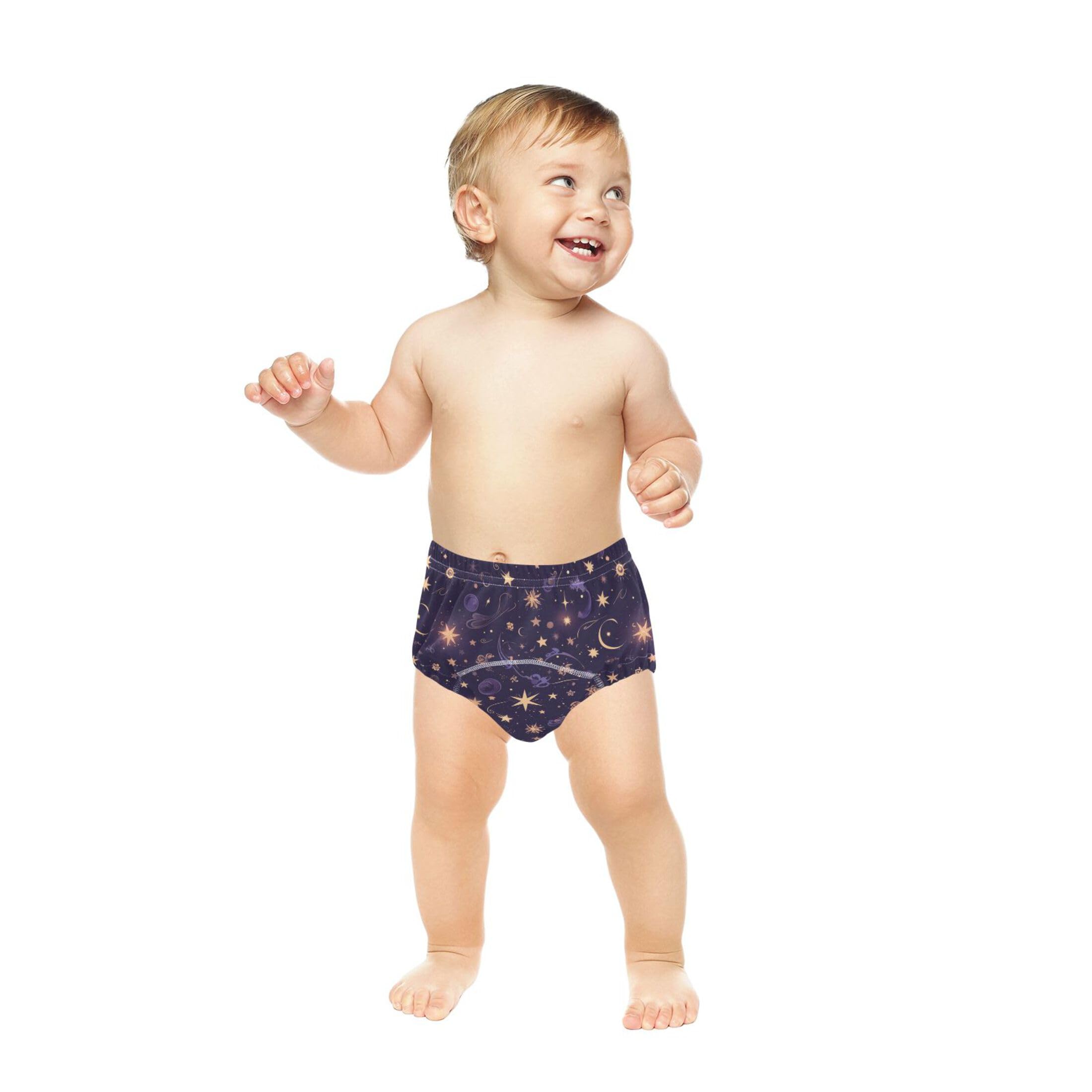 Foiosoh Baby Infant 3 Packs Training Potty Underwear Absorb Water Nighttime Potty Training Pants for Boys Girls Cute Cartoon Stars Purple