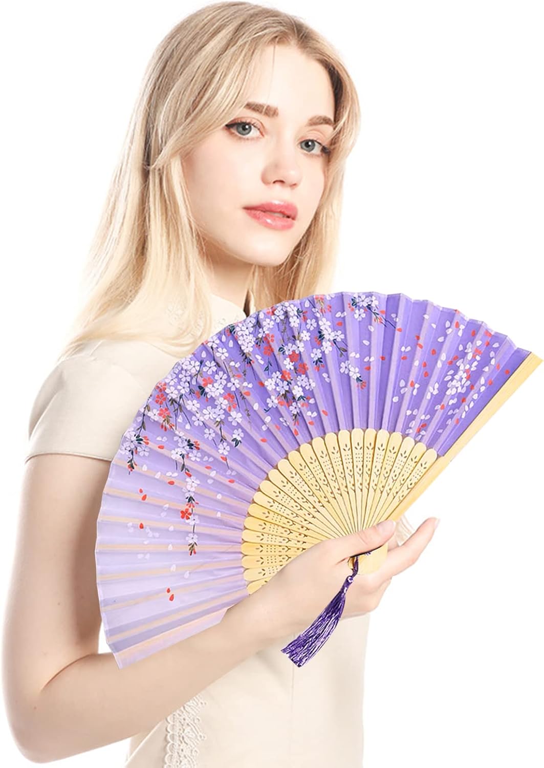 المثالي - مجموعة من 2 مروحة يدوية قابلة للطي بشراشيب، مراوح يد... - view 6