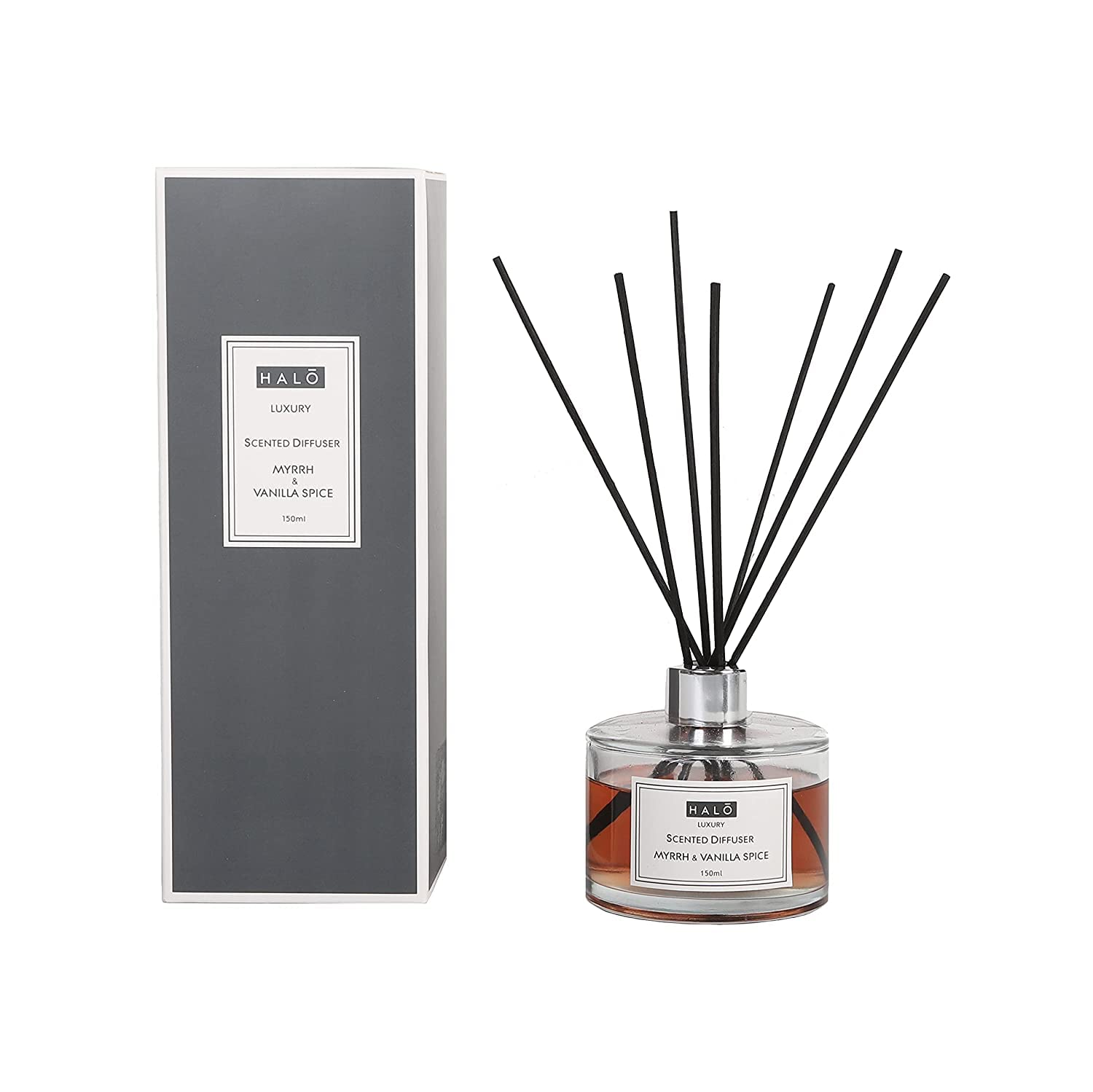 Sleepdown Halo Reed Diffuser - Myrrh and Vanilla Spice - 150ml - Up to 8 Weeks of Fragrance