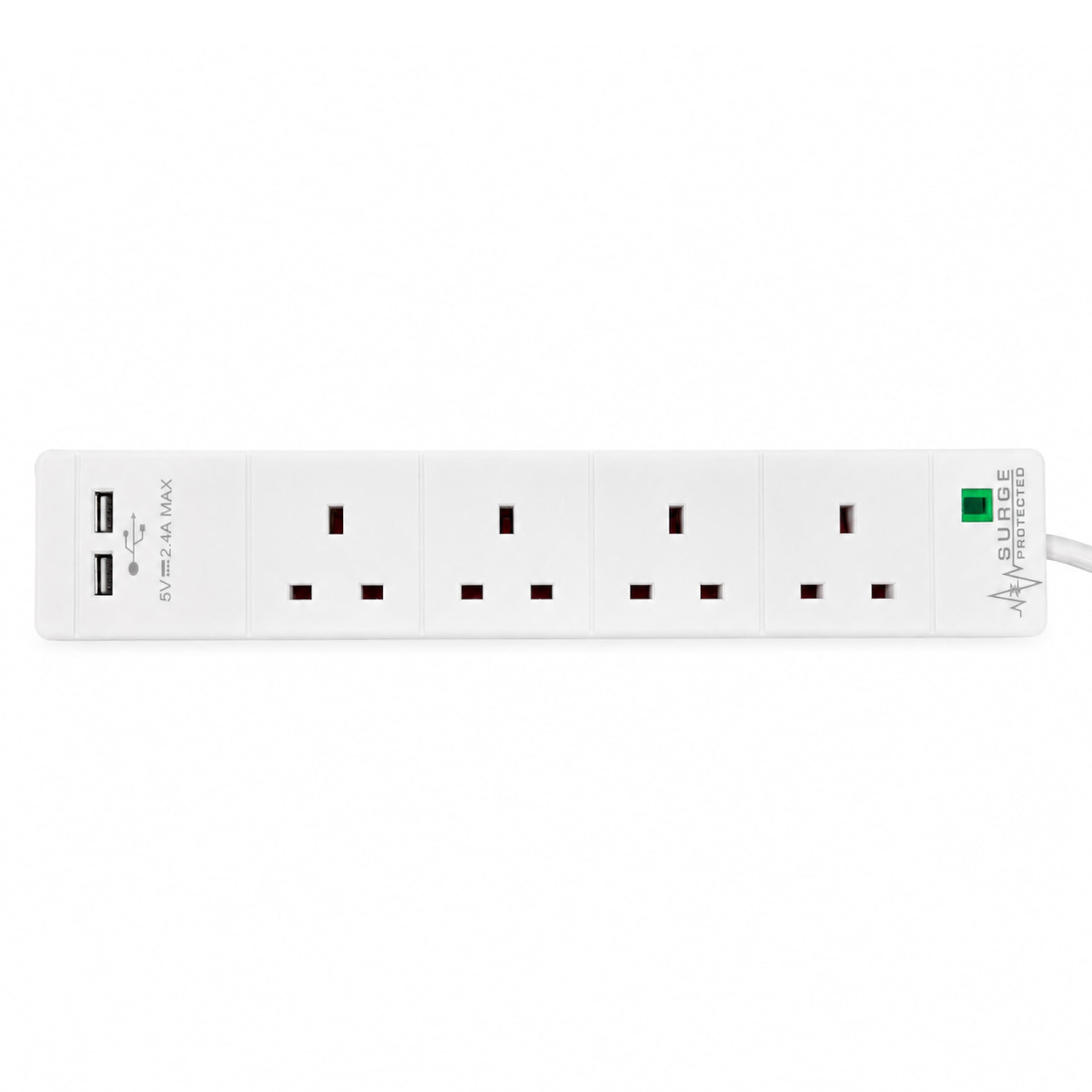 Status 4 Way Extension Socket With 2 Usb Ports - White - 2M