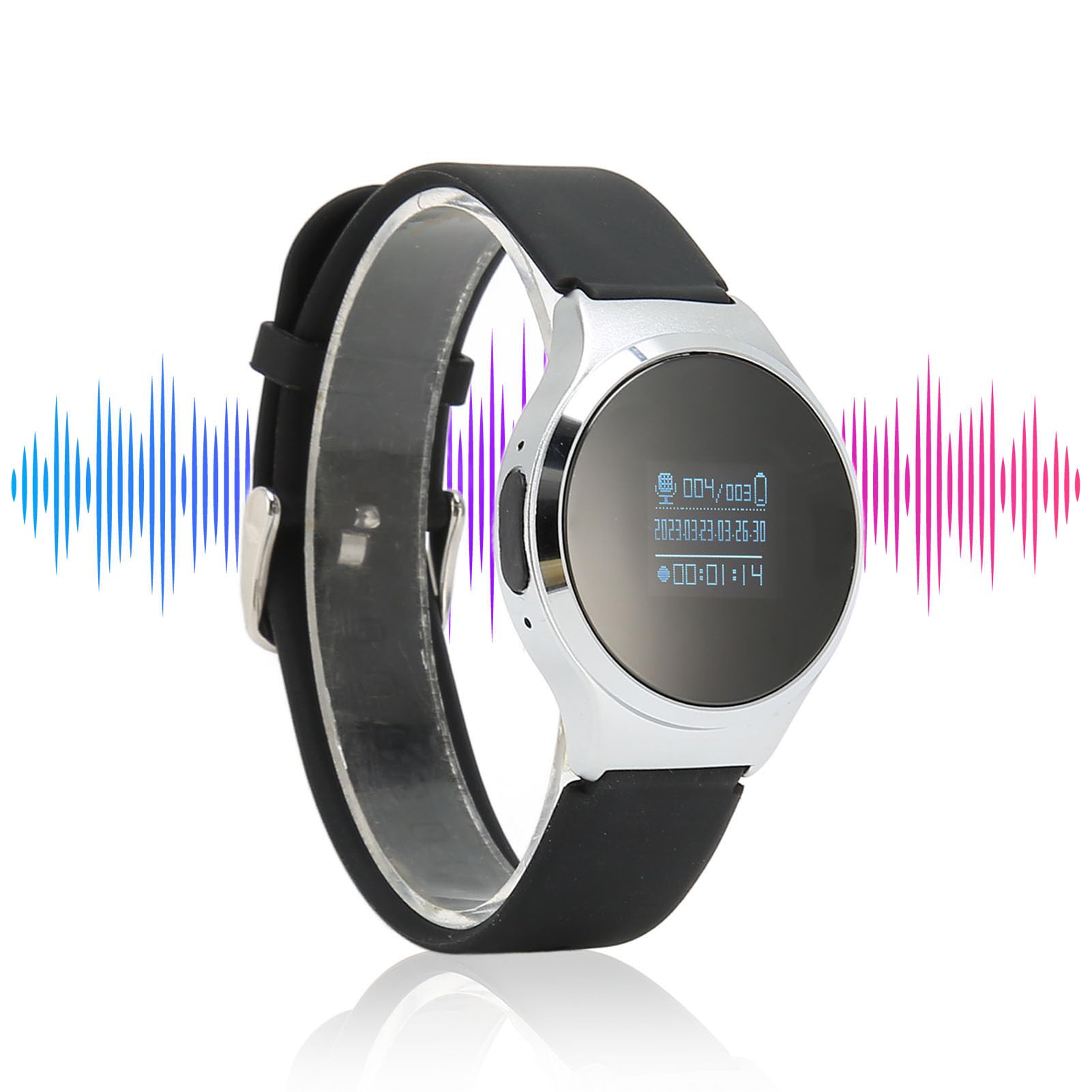 Enregistreur Vocal de Montre Intelligente, Appareil D'enregistrement de Bracelet Vocal Audio avec Lecteur MP3, Mot de Passe, Enregistreur Vocal Numérique Portable à Réduction de (16 GB)