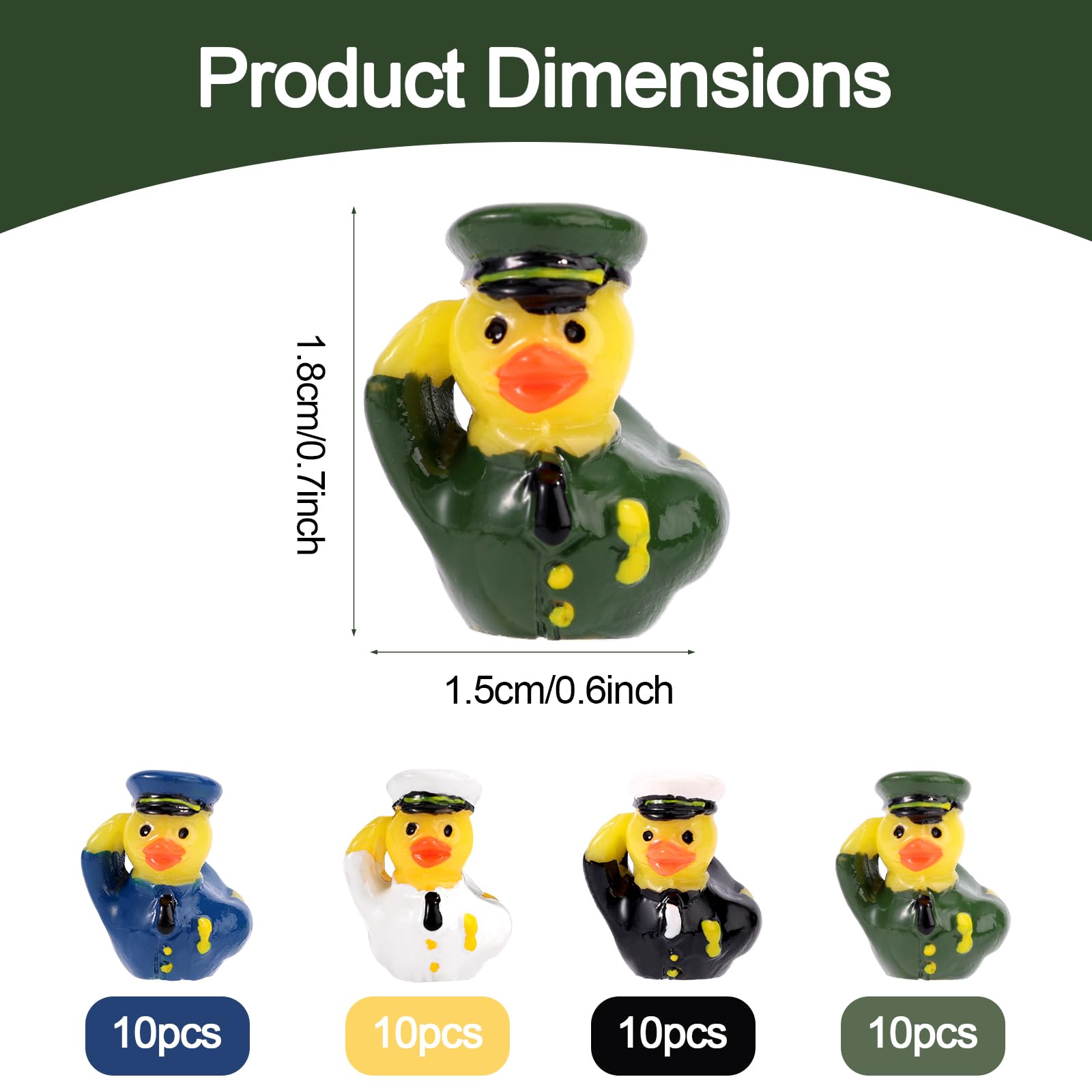 Lyreh 40pcs Mini Veteran Tribute Ducks, Resin Miniature Military Soldier Ducks Small Tiny Funny Uniform Toys Practical Decoration Accessories for Micro Landscape Garden Home Car Party - Image 2