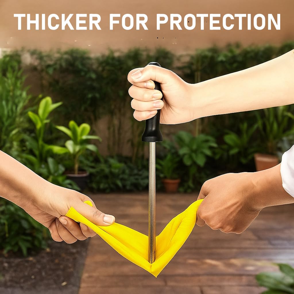 Casa De Amor Long Heavy Duty Latex Rubber Gardening Gloves – Waterproof & Reusable Garden Gloves for Home, Farming, Agriculture & Dairy Use – 0.55mm Thick, Yellow (1 Pair) (16 Inches Length) - Image 3 thumbnail