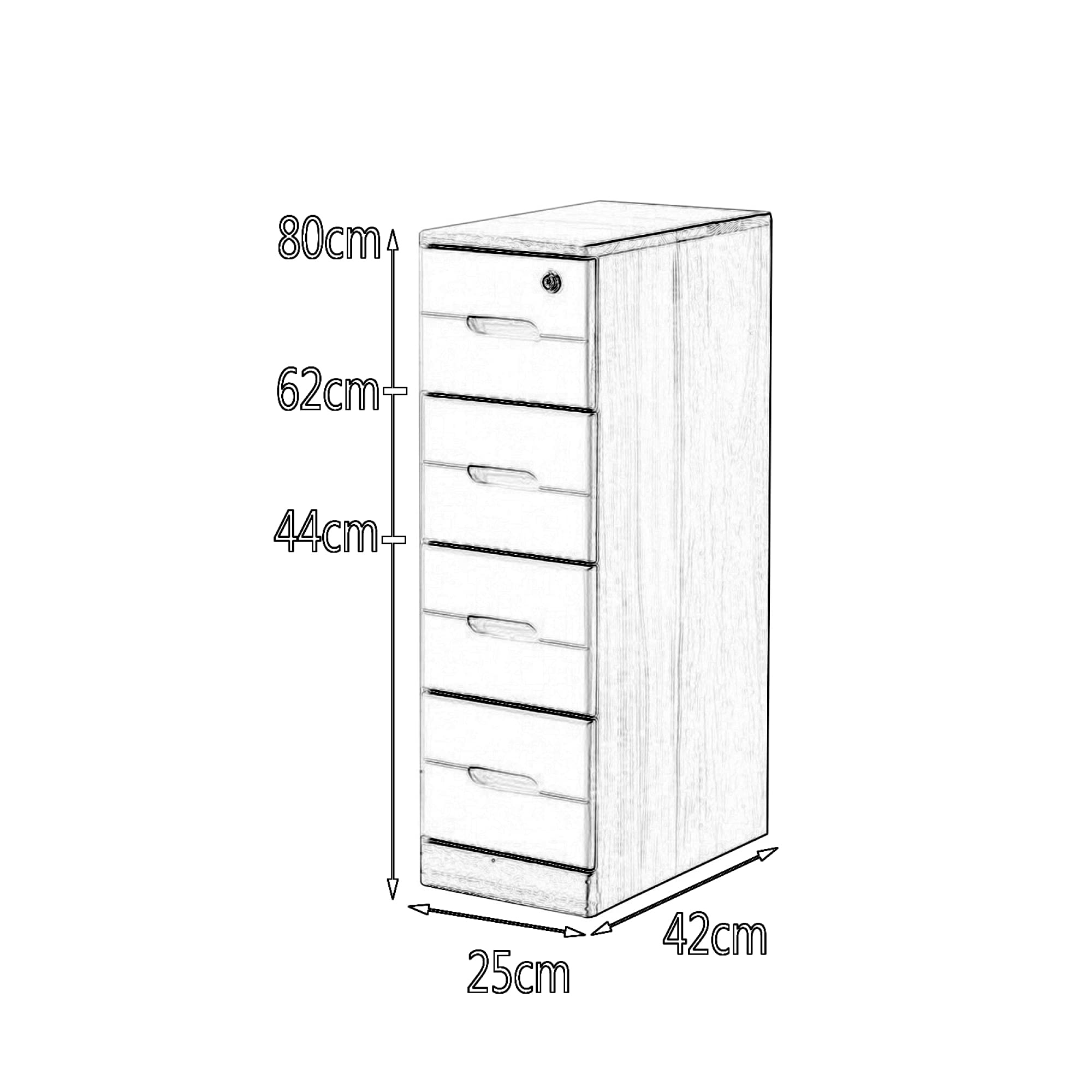 Abschließbare Mehrschichtige Kommode mit Rollen, 25 cm breit, Beistellschrank für Wohnzimmer und Schlafzimmer, Weiß Küche, Haushalt & Wohnen