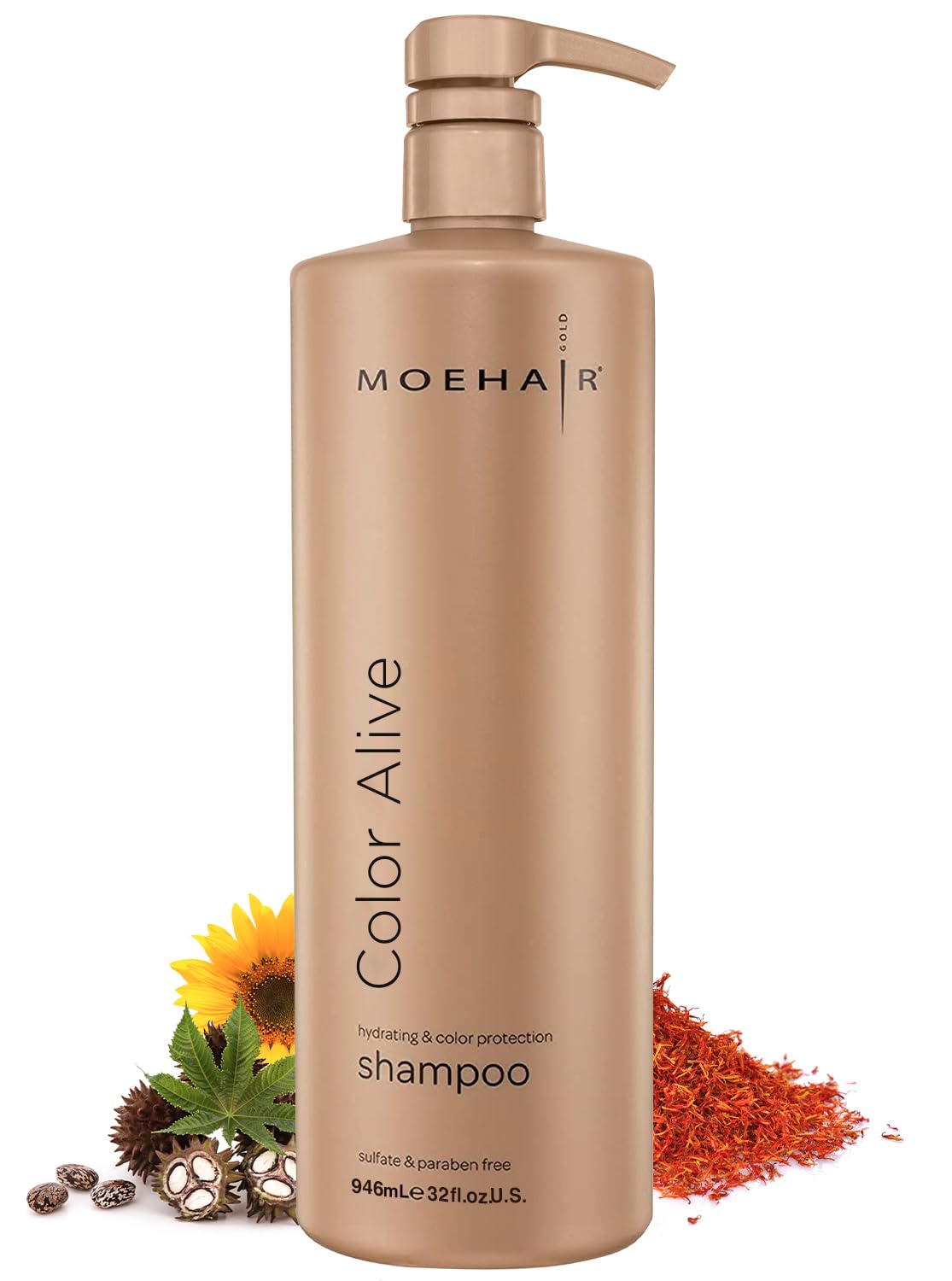 MOEHAIRColor Alive Shampoo | Moisturizing & Hydrating | Shampoo for Color-Treated Hair | Paraben & Sulfate Free | Rich in Safflower & Castor Oil | Controls Frizz (32 Fl. Oz)