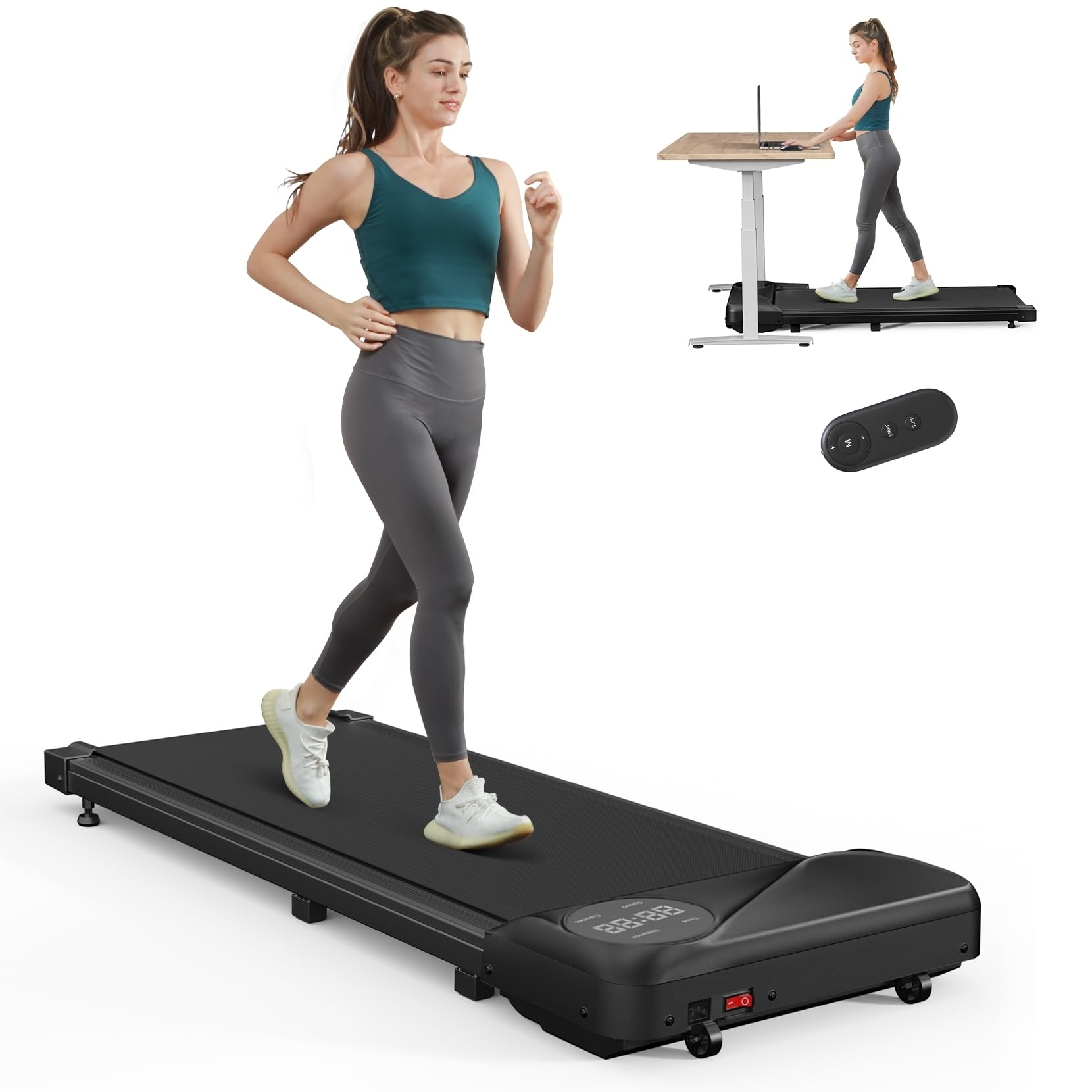 Sponsored Ad – Dripex Under Desk Treadmill, 2.5HP Walking Pad Treadmill with Shock-absorbing Cushions & Comfortable Running Belt, Portable Walking Machine with Remote Control and LED Display, 1-6km/h, No Assembly