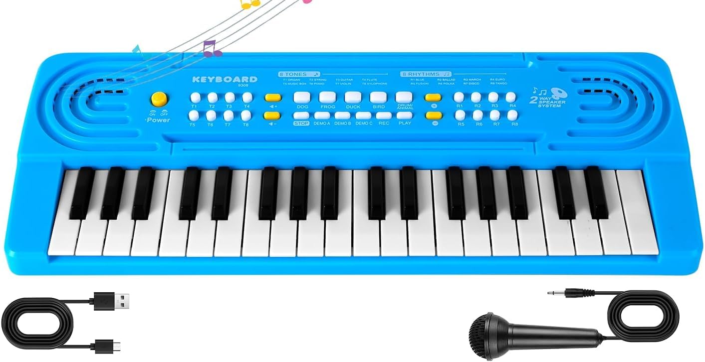 m zimoon 37 Mini-Key Kids Keyboard Piano with Microphone Music Toy โ image 1