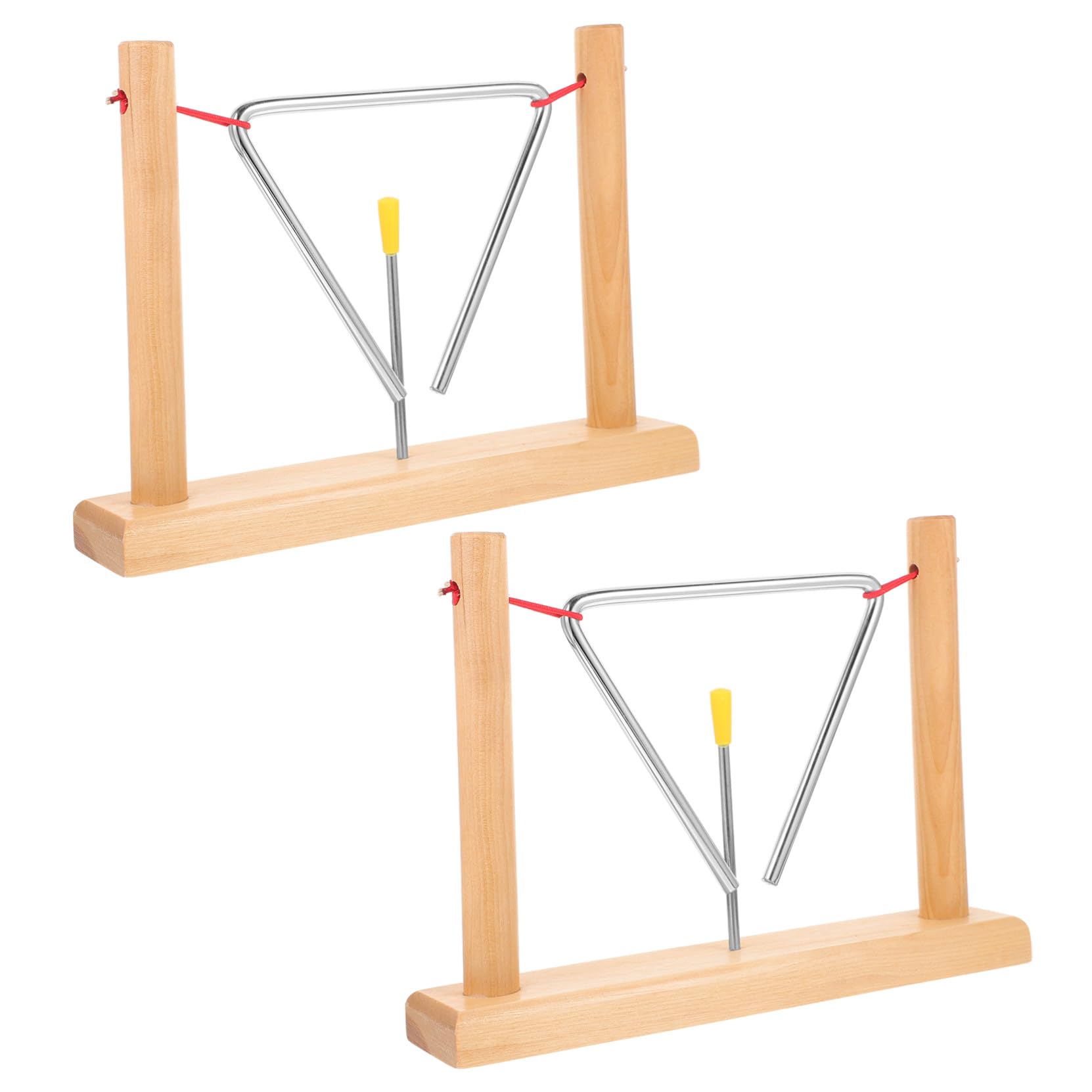 2 Sätze Metall triangle Percussion Instrument Schlägeln und Holzständern Leichtes Langlebiges Musik dreieck für Anfänger Klarer Klang Sicher und Einfach