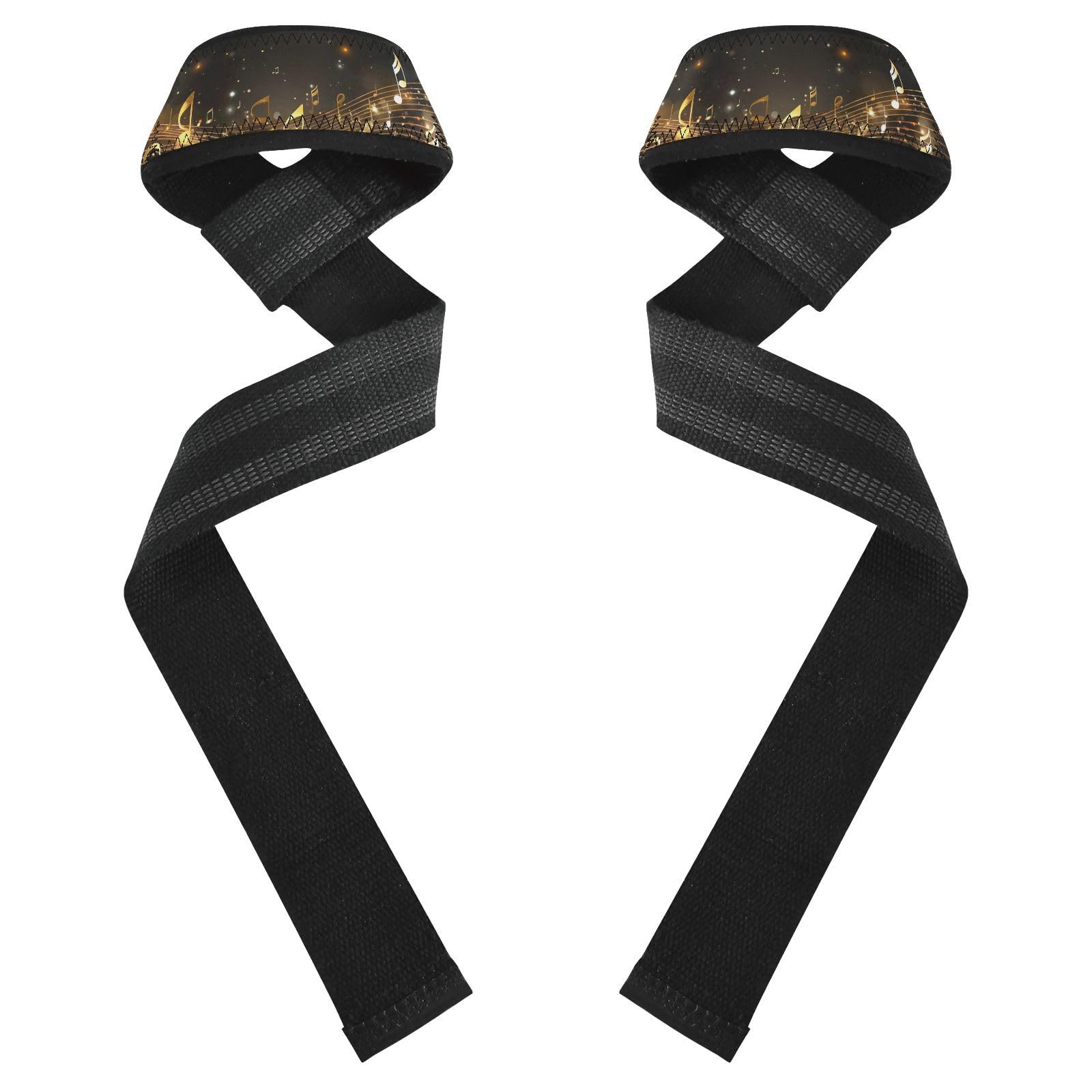 Nander Golden Note Wrist Straps for Weightlifting,Lifting Straps with Neoprene Cushioned Wrist Padded and Anti-Skid Silicone for Strength Training,Bodybuilding,Deadlifting