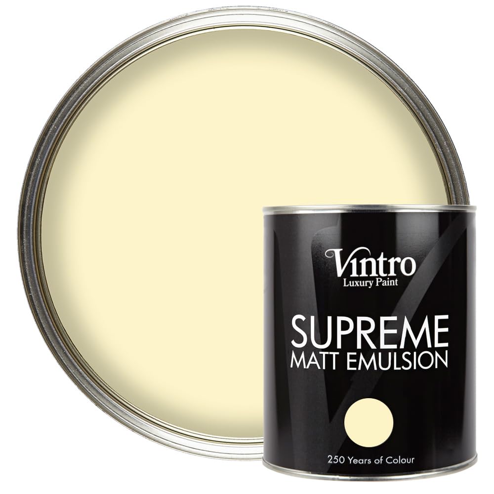 Vintro | Luxury Matt Emulsion | Pale Yellow | Smooth Chalky Finish | Multi Surface Paint | for Walls, Ceilings, Wood and Metal | 1L (Pale Yellow - Isabella)