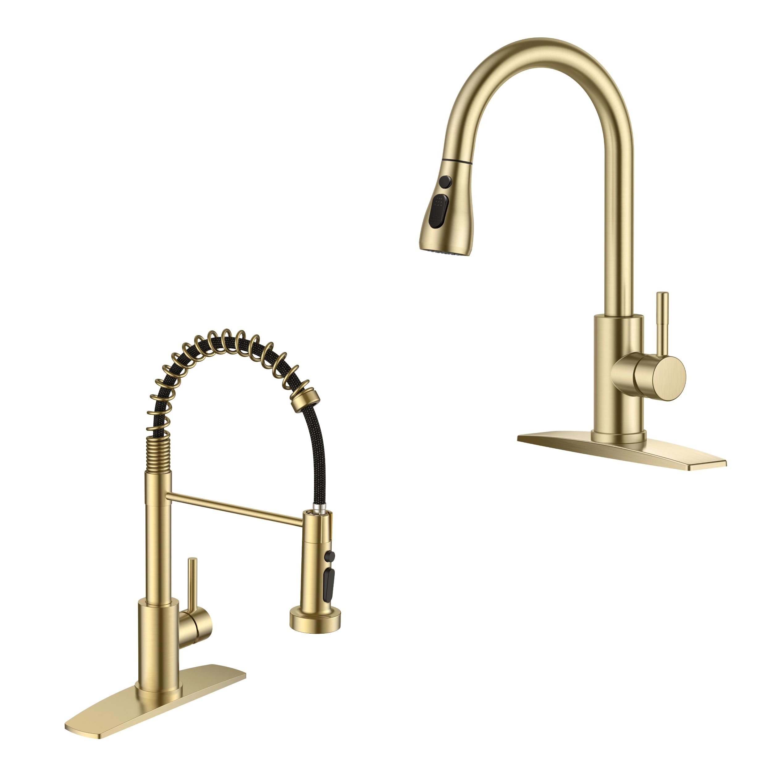 Jnfidosr Gold Kitchen Faucets With Pull Down Sprayer And Kitchen Sink Faucet, Stainless Steel Faucet For Kitchen Sink, Laundry Bar Rv Camper