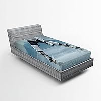 Vista 19 de Sábana Ambesonne bajera, ajustable, multicolor, en colores y tres tamaños