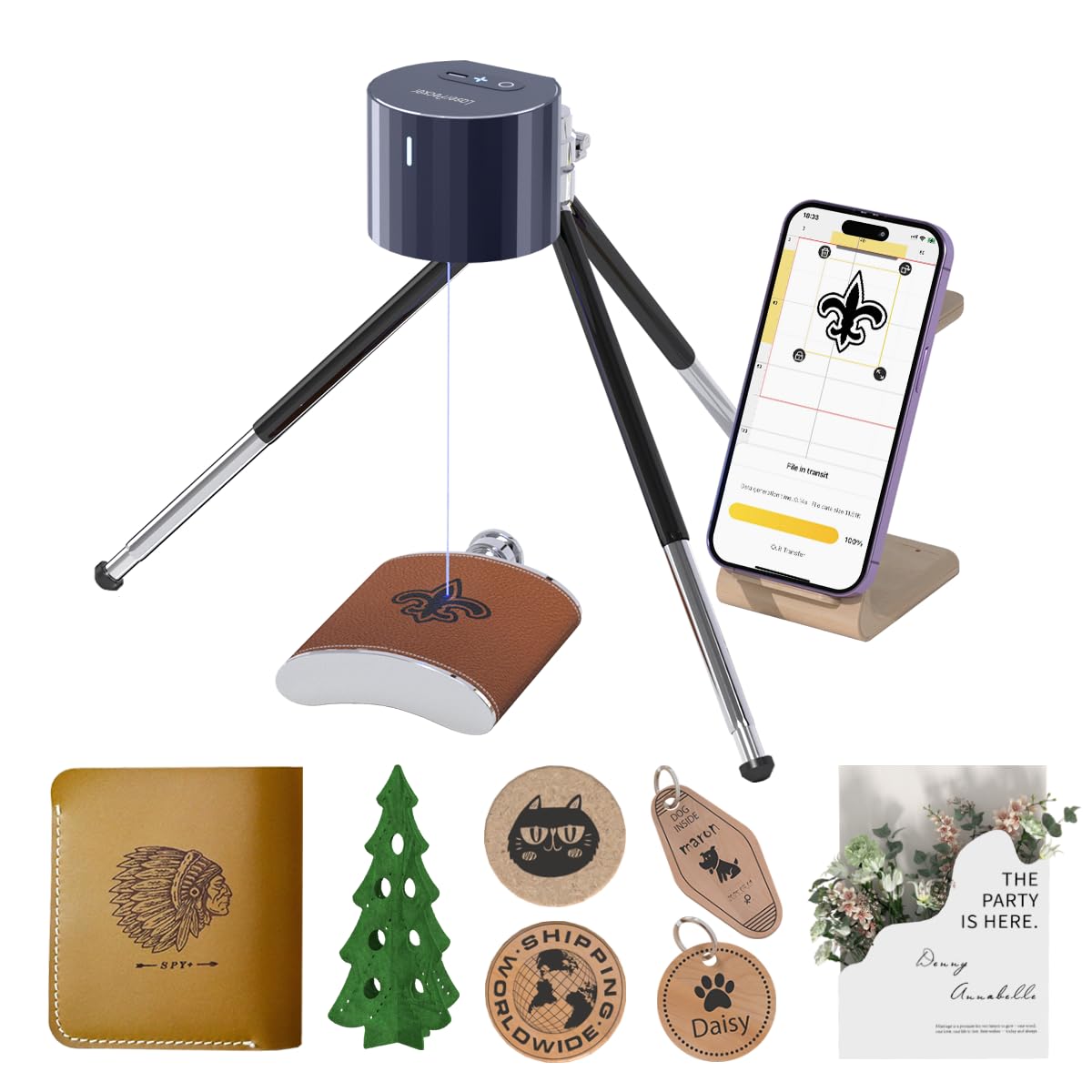 LaserPecker Pro Laser Engraver Laser Engraving Machine Cutter Etching Etcher for Wood Leather Portable Compact