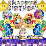 51 Decoraciones de cumpleaños, Decoraciones de cumpleaños para niños/niñas, Decoraciones de cumpleaños para niños con pancartas, servilletas, globos, decoraciones para pasteles, globos de aluminio (d