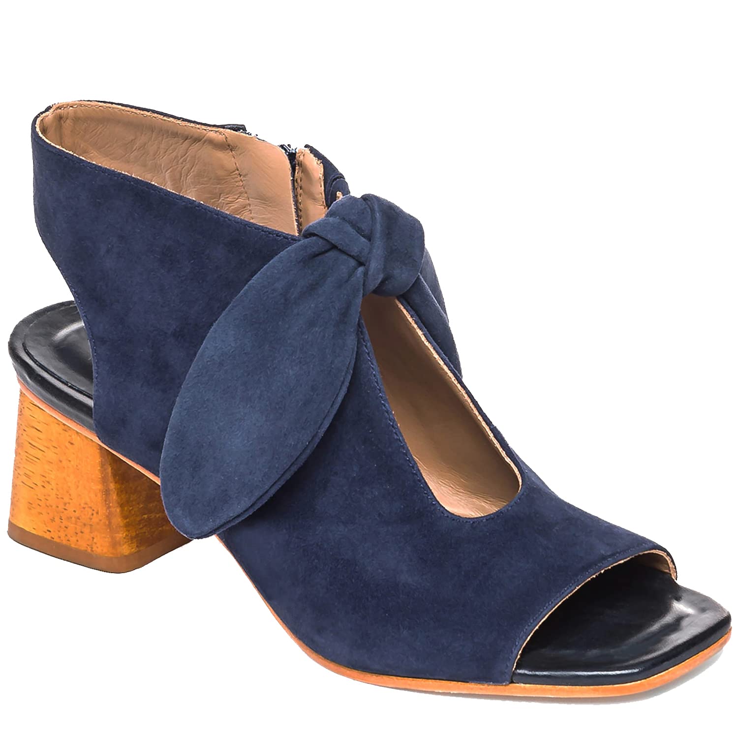 MOOMMOWomen Heeled Sandals with Bow Open Toe Chunky Block Low Heel Sandal Booties Cutout 2" Heels Backless Slingback Dress Shoes Peep Toe Back Zipper Suede Sandal Dressy Summer Beach Casual 4-13 M US