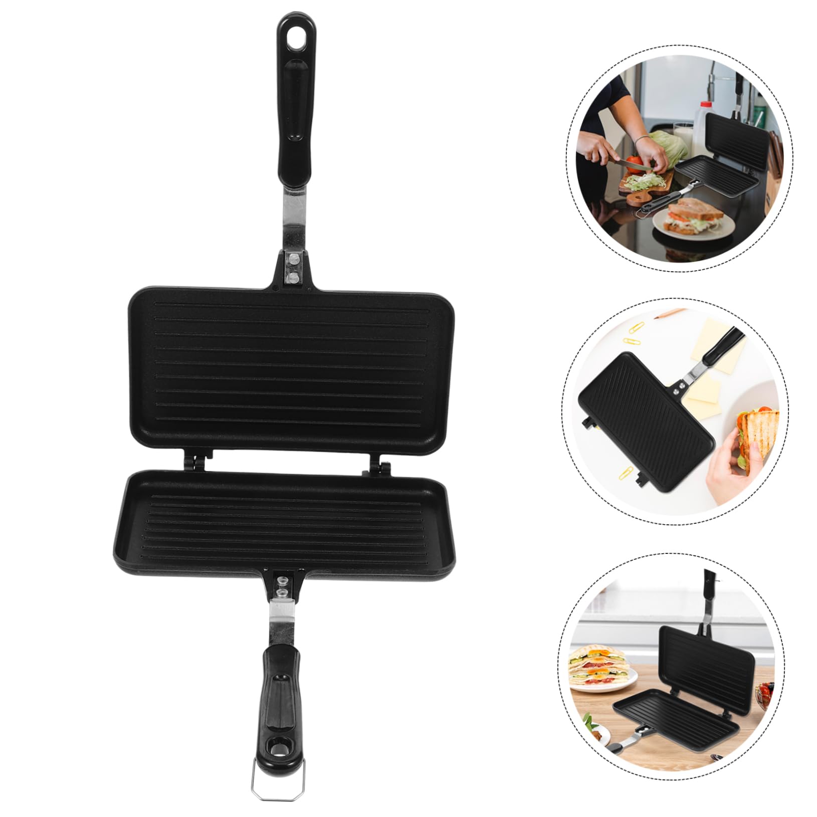 JECOMPRIS Sandwich Toaster Double Sided Non Stick Baking Pan Breakfast Machine for Waffles Toast and Snacks Versatile Cooking Tool for Home and Commercial Use