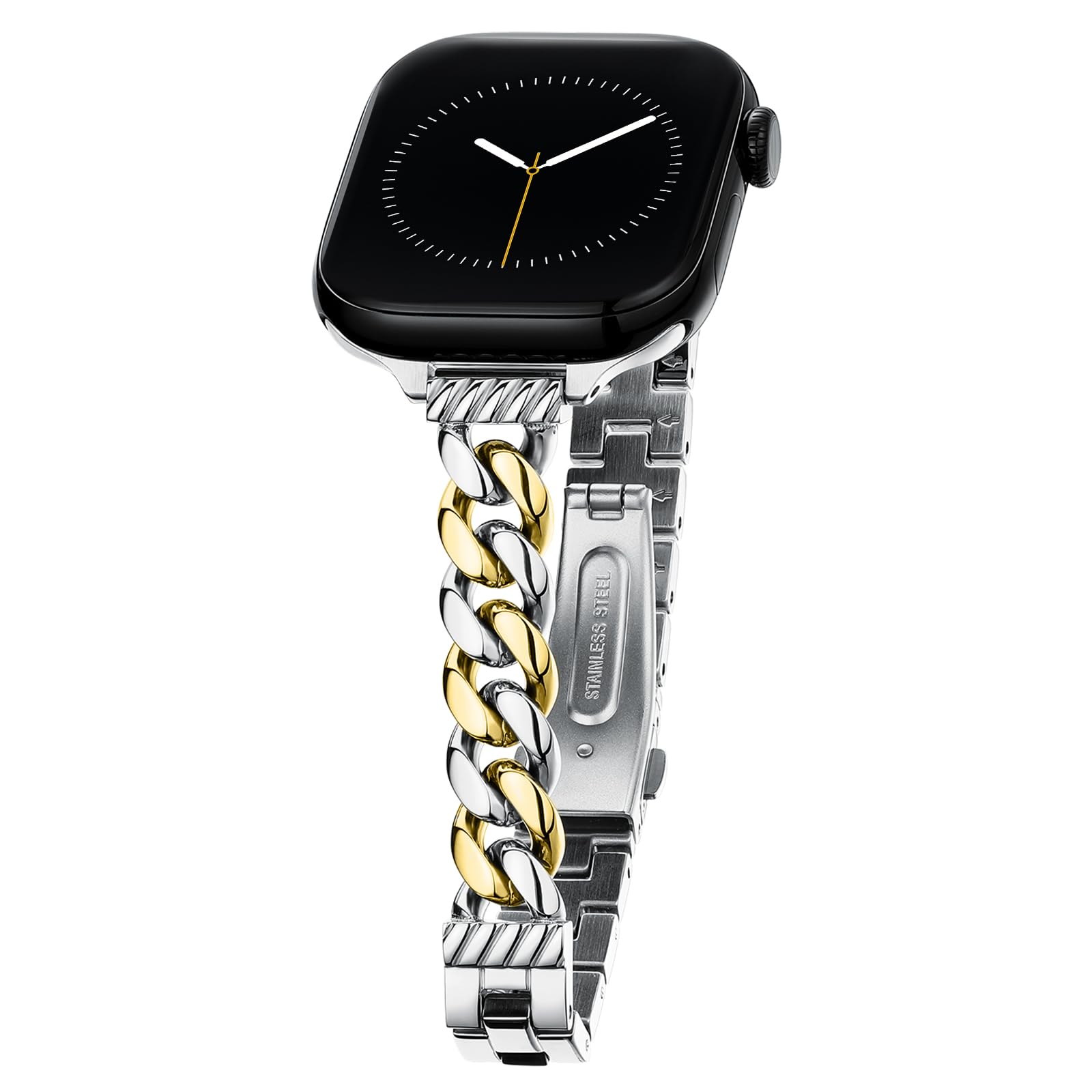 Bracelet de montre fin pour Apple Watch Series 11 10 9 8 7 6 5 4 3 2 1 SE 3/2/1 - Bracelet en acier inoxydable pour Apple Watch 40 mm, 41 mm, 42 mm, 38 mm, 44 mm, 45 mm, 46 mm