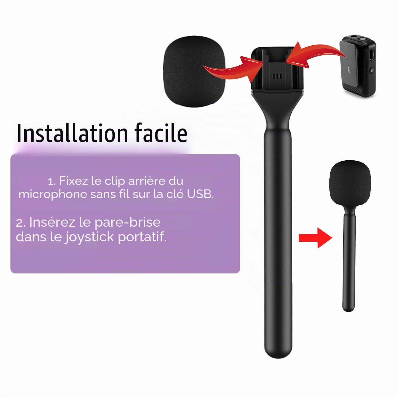 Support pour DJI Mic 3/2/Mini 2/Mini/Rode Wireless GO II/Osmo Pocket 3/4 Handle Rig Poignée Wireless Interview Lavalier Microphone sans Fil Adaptateur Handheld Griffe pour Hollyland Lark M1/Synco G1