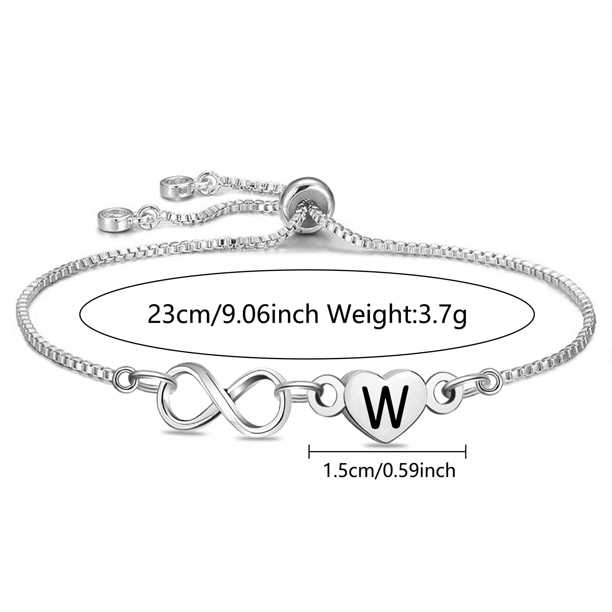 SAMORION Lettere Braccialetti Infinity Gioielli,Acciaio Inossidabile Infinity Braccialetti Pendenti Per le Donne,Mamma Figlia, Amici Sorella Infinito Bracciali Cuore Gioielli Regalo Regolabile