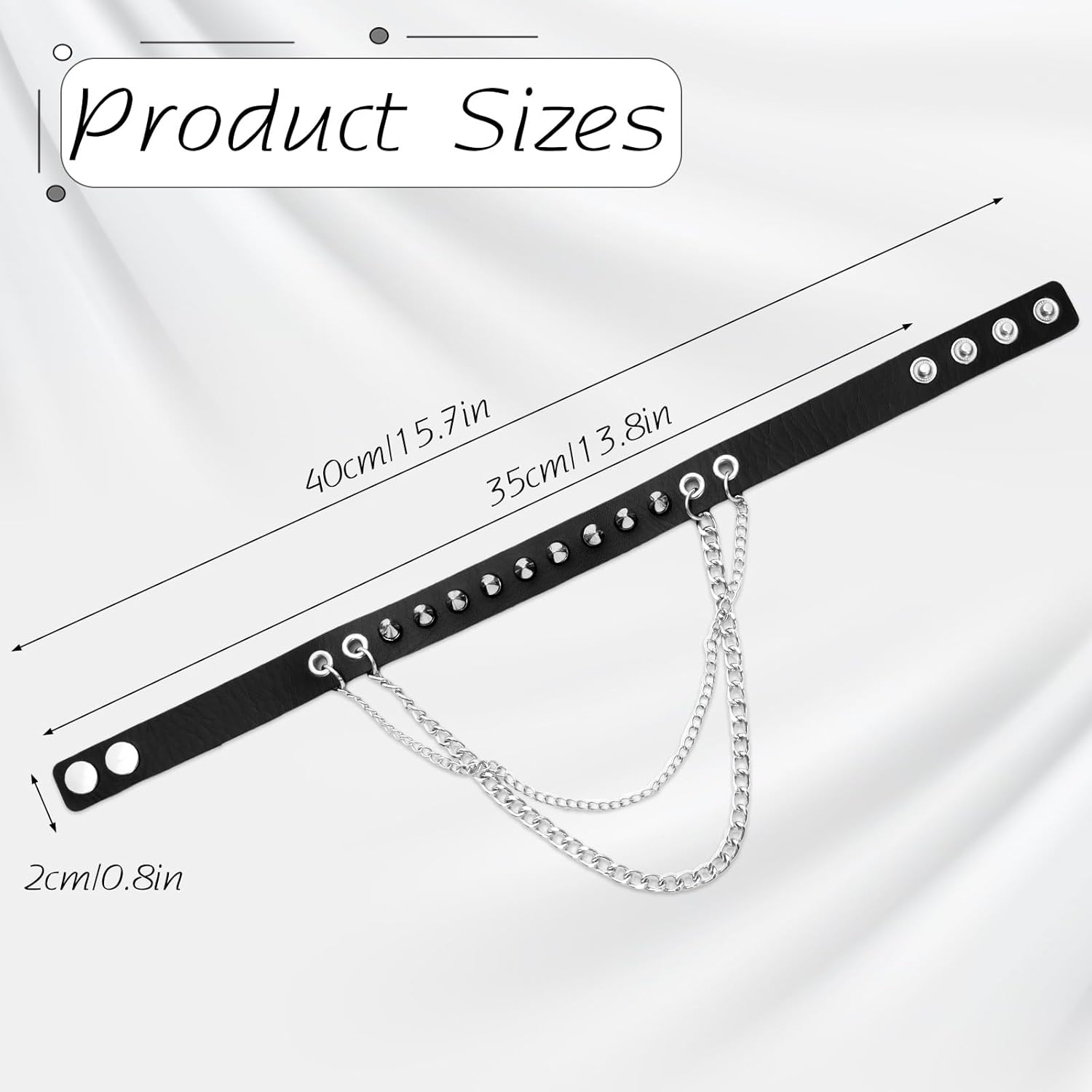 Spiked Leather Chain Choker Fashionable Punk Gothic Choker Necklace Adjustable Collar Necklace for Women Men - Image 2