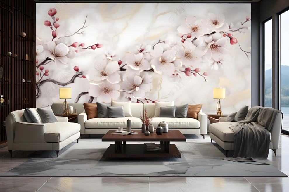 Tableaux muraux marbre prune et blanc pour salon élégant - 2