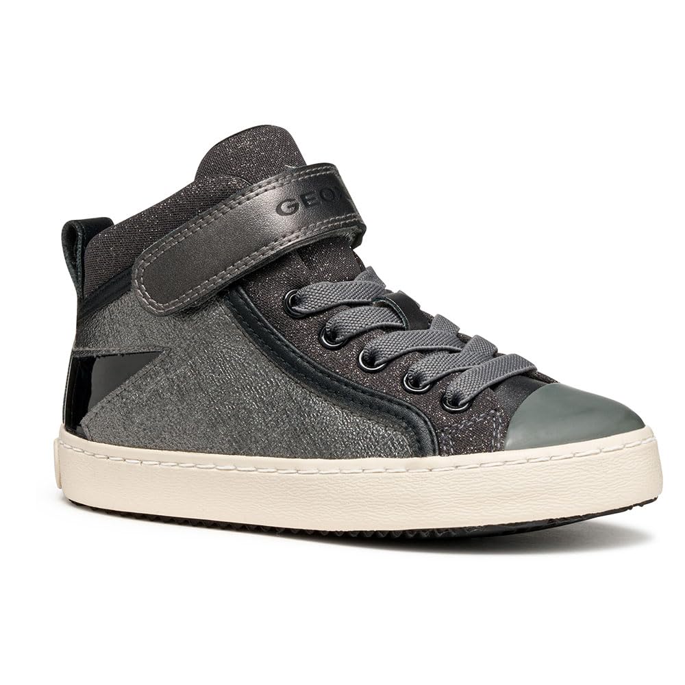 Geox Girls J Kalispera Sneaker, Graphite Black, 12.5 UK