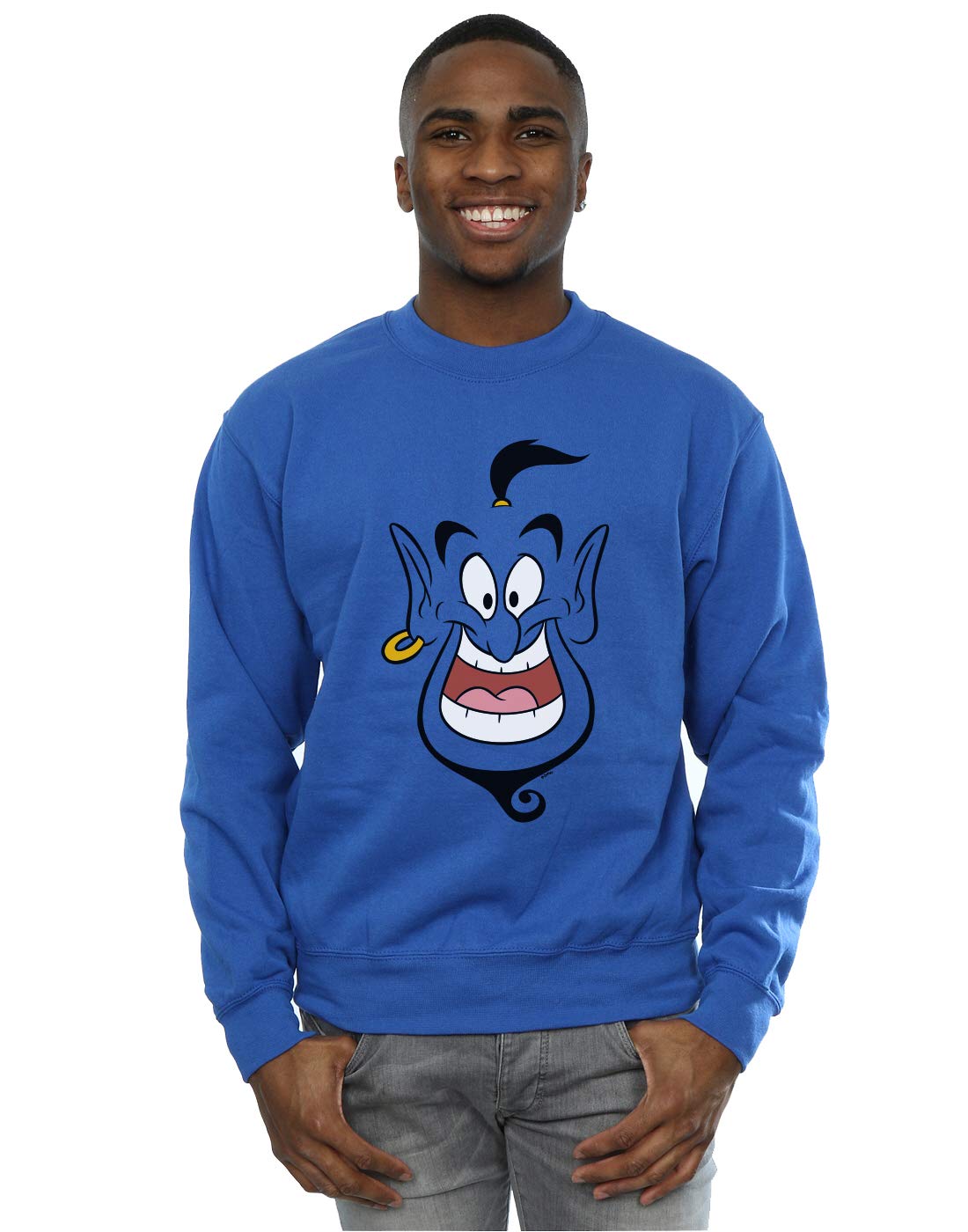 Absolute Cult Men's Royal Blue Disney Aladdin Genie Face Sweatshirt Xxl
