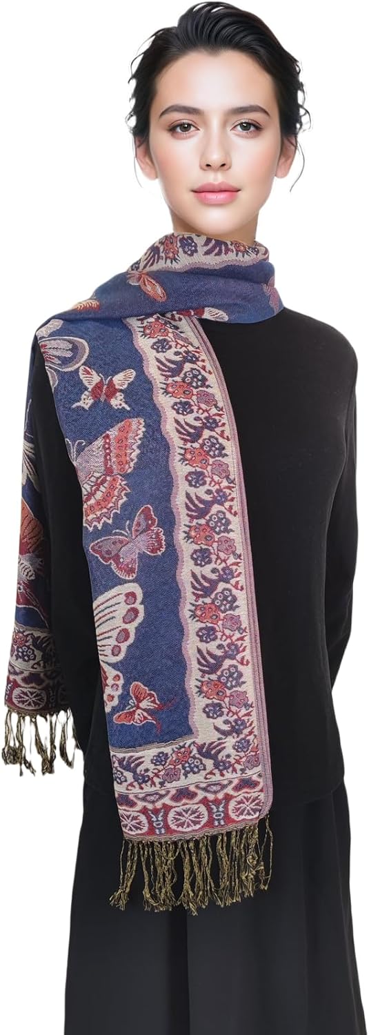 Paisley Pashmina Shawl Wraps for Women Evening Dresses Elegant Soft Rave Scarf Festival Lightweight Scarves Shawls - Image 4