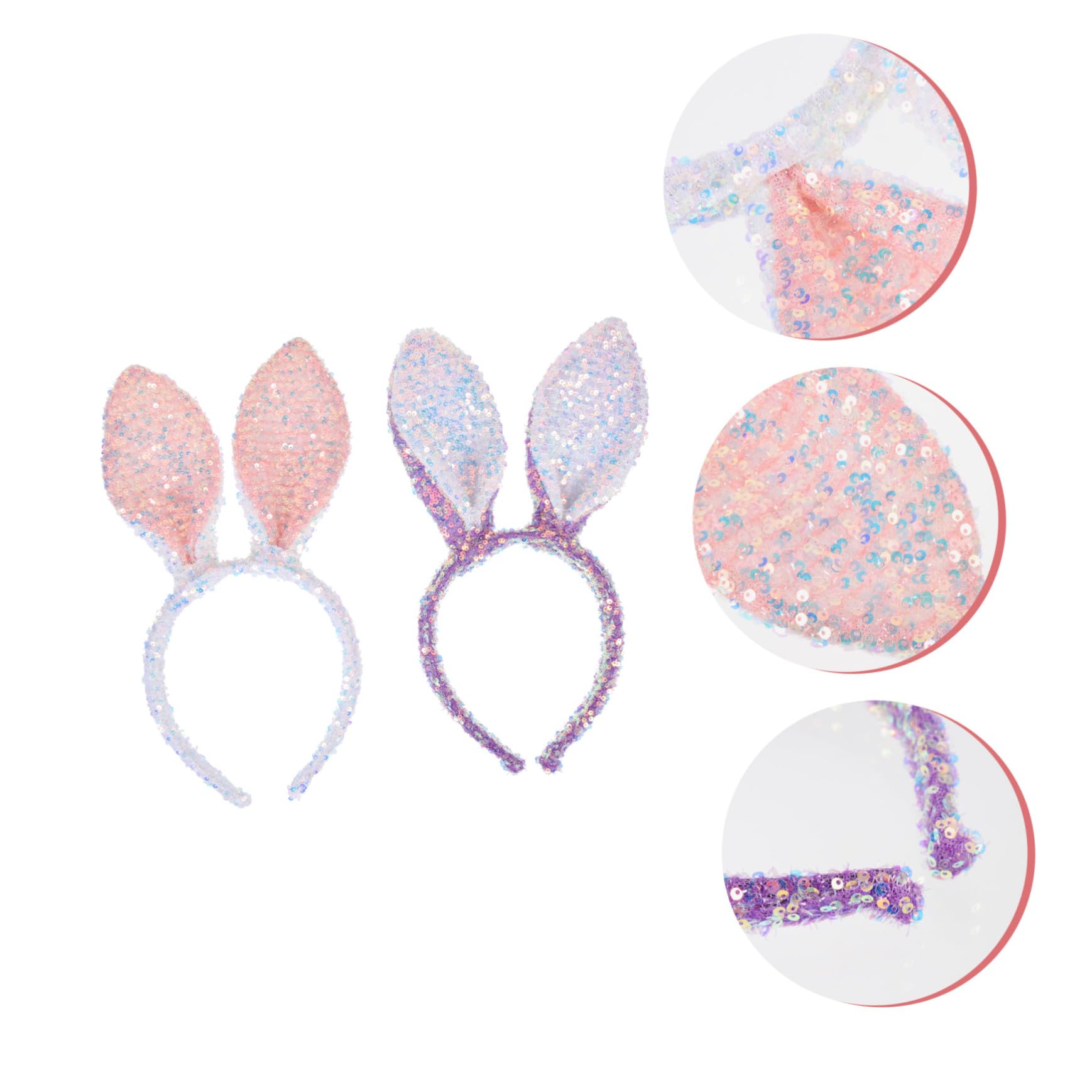 VICASKY 8 Pièces Bandeau Oreilles Lapin Pâques Brillant Blanc Accessoire Fête Garçon Fille Cosplay