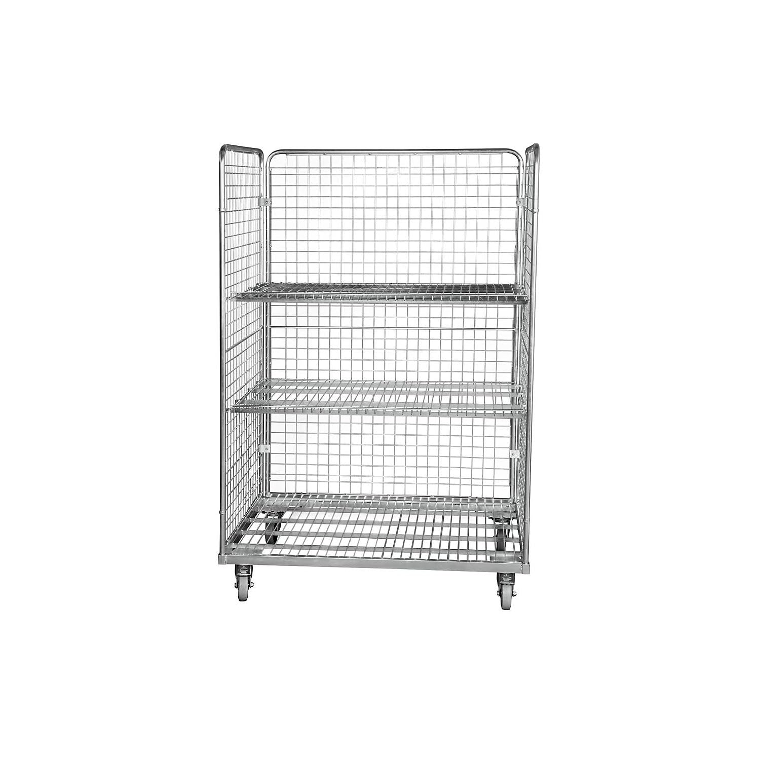 Roll-conteneur en Acier, L x l 1200 x 800 mm, 3 Faces, Avec paroi arrière -