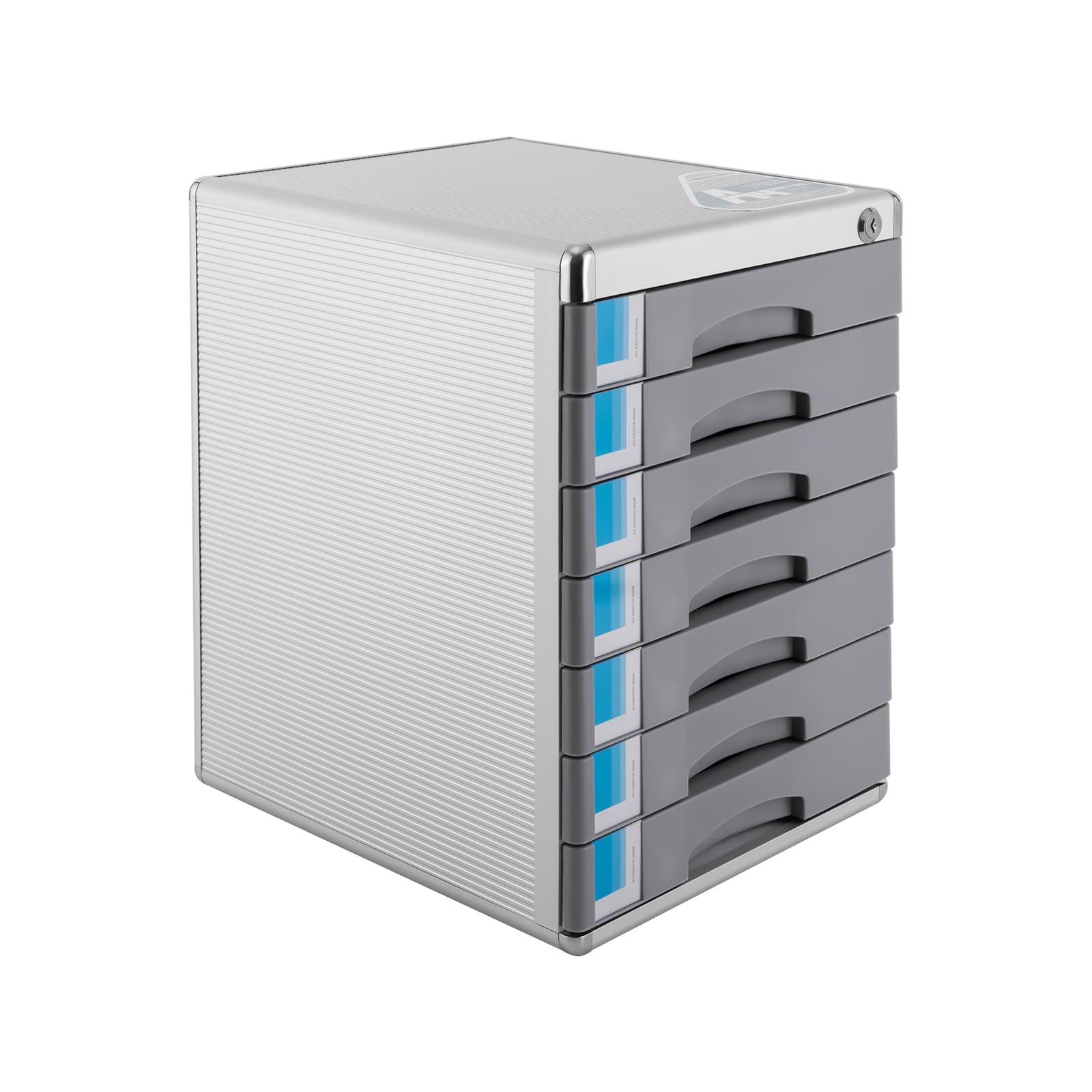 juckeyroot Desktop Drawer Organizer Key Lock, Document Organizer with Removable Labels, File Cabinet Document Storage Box, Office Desktop Filing Organizer (7-Drawer)
