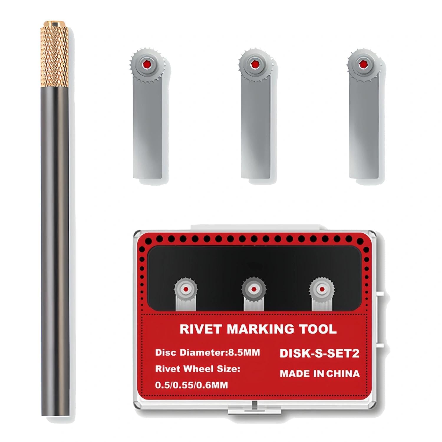 RM-S2 - Strumento per la creazione di rivetti modello RM-S2 - Ingranaggio di piccolo diametro (Passo 0,5/0,55/0,6 mm) - Goffratrice di precisione ad alta visibilità per spazi ristretti