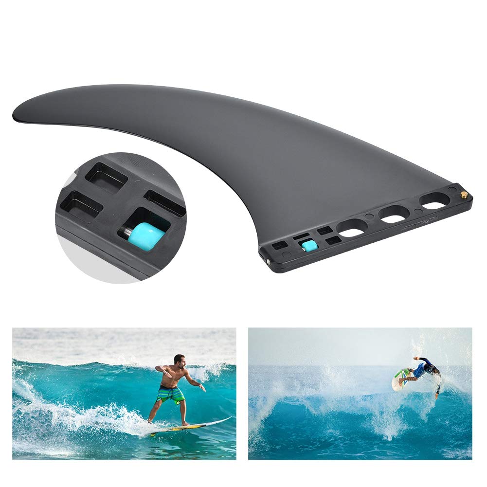 FUZHUI 9 Inch Split Tail Rudder Surfing Fins, Lightweight Glass Reinforced, Install Accessory for Surfboards, Enhances Speed with Unique, Black Color