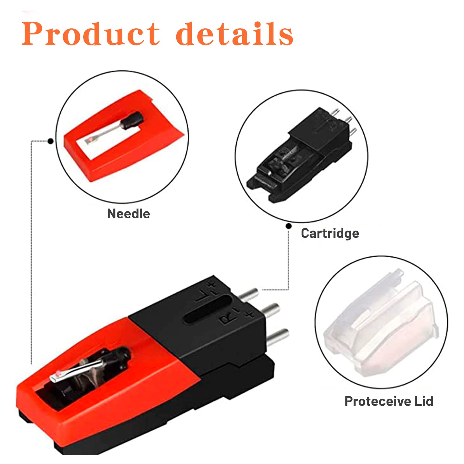 5Pcs Record Player Needle Set, 1 Record Player Turntable Cartridge with 4 Diamond Stylus Replacement for Vinyl Record Player for Most Turntables, Enhanced Audio Performance - Image 6 thumbnail