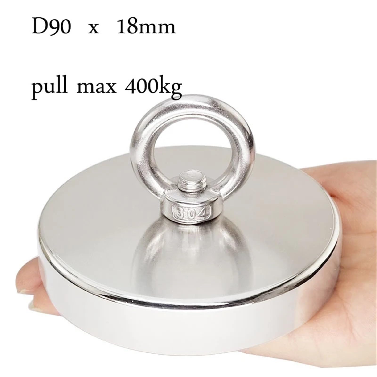 Aimant De Pêche Aimant de pêche, Force de Traction de Plus de 900 LB, Aimant en néodyme Puissant, aimants de Terres rares avec Boulon à œil, diamètre 3,54 Pouces Aimant Neodyme