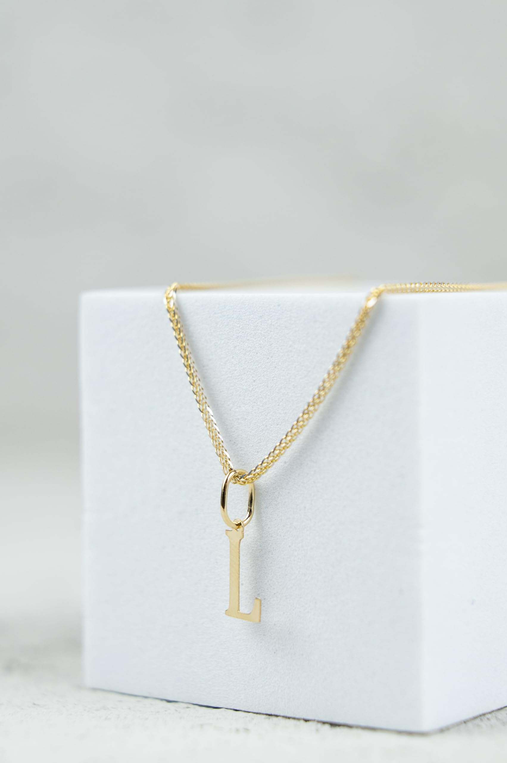 Rodium – Buchstabenanhänger L aus 585er Gelbgold – 14-Karat-Initialen-Anhänger für Halskette oder Armband – Geschenk für Frauen – hergestellt in Italien