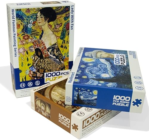 Miniatura 6 de Rompecabezas de noche estrellada de 1000 piezas para adultos y niños, rompecabezas con calcomanías, famosa pintura al óleo por Vincent Van Gogh