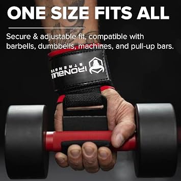 Iron Bull Strength Weight Lifting Steel Hooks (Pair) Heavy Duty Lifting Wrist Straps - Deadlift Straps for Powerlifting- Thick Padded Workout Hook Weightlifting Gloves for Heavy Lifting
