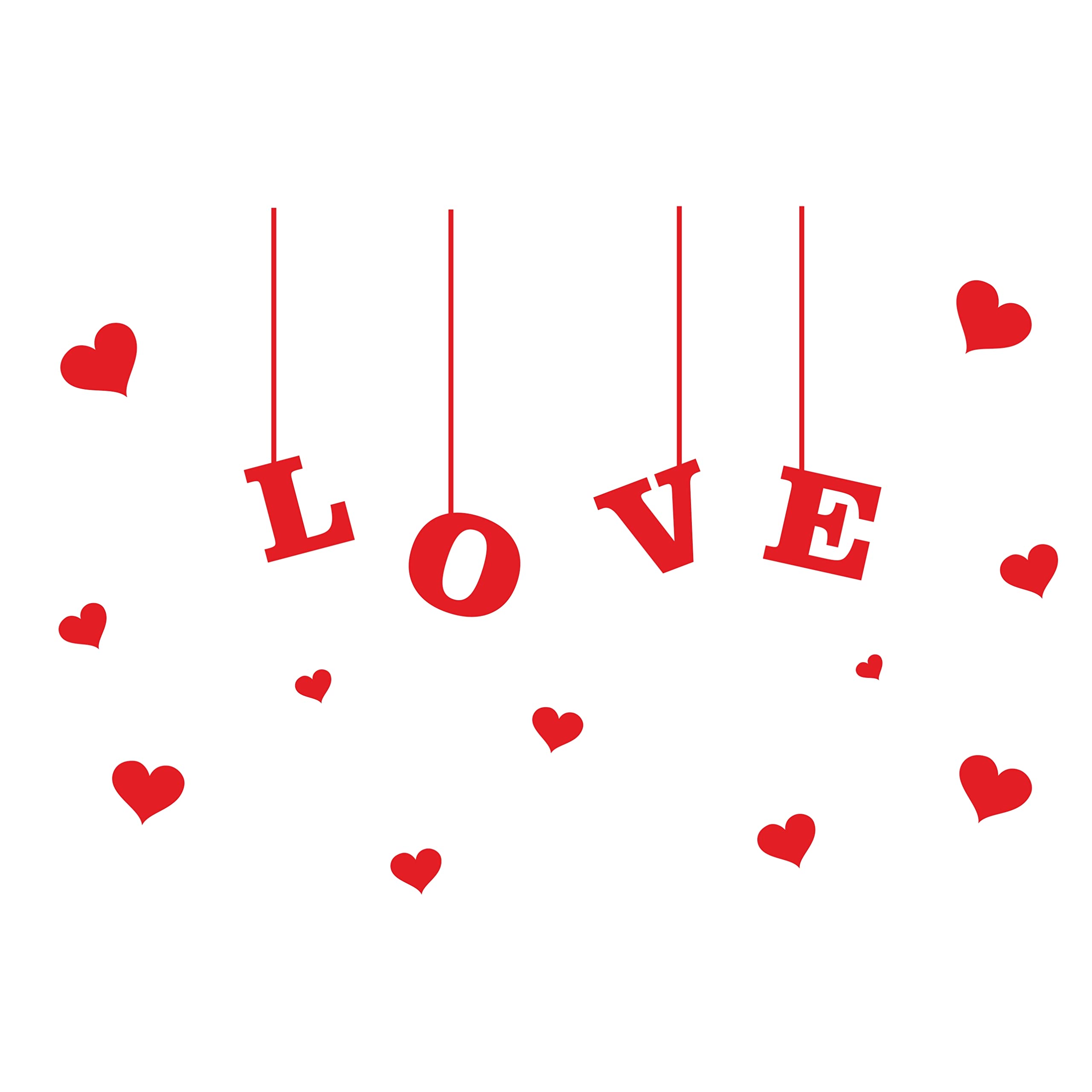 Vetrofania San Valentino - Adesivi Per Vetrine A Forma Di Cuore, Colore Rosso. Stickers In Vinile Lavabile, Resistente E Facile Da Applicare. Decorazione Per Negozi, Casa O Ufficio, Durata 10 Anni.