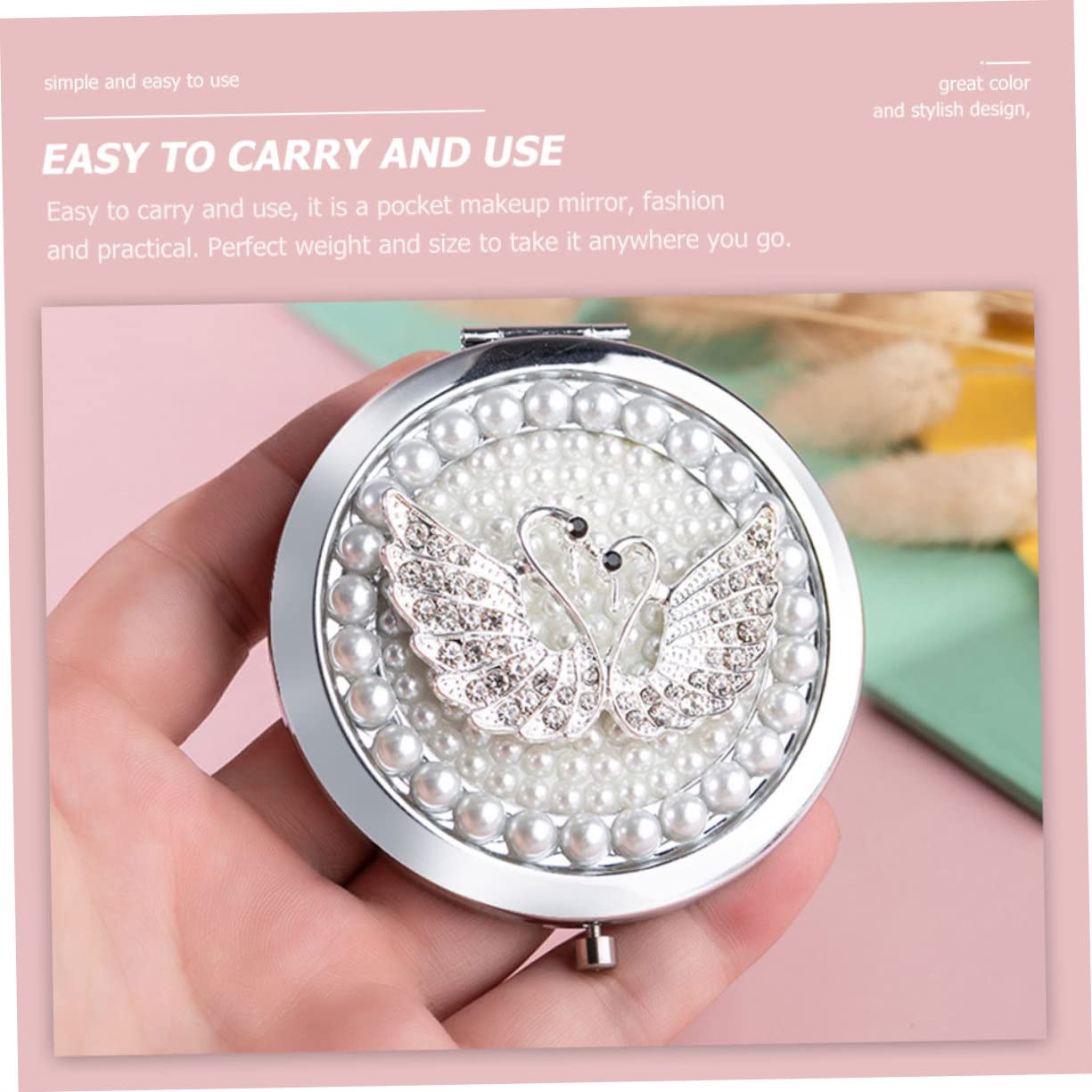 VICASKY 3 Pezzi Specchietto Portatile Doppio Design Pieghevole per Makeup Miniaturizzato per Viaggi e Borse per Speciali