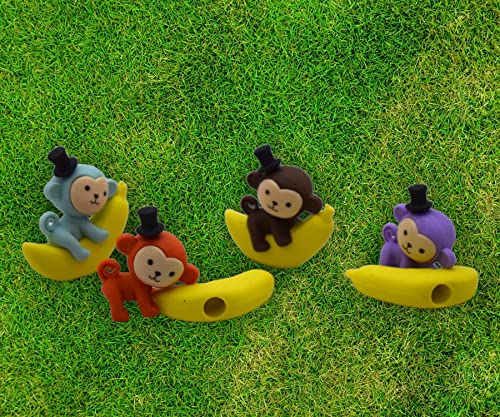 Image of Asera 3D Monkey Banana Erasers Pencil Top for Kids Gift Options Birthday Return Gifts (48 Pcs)