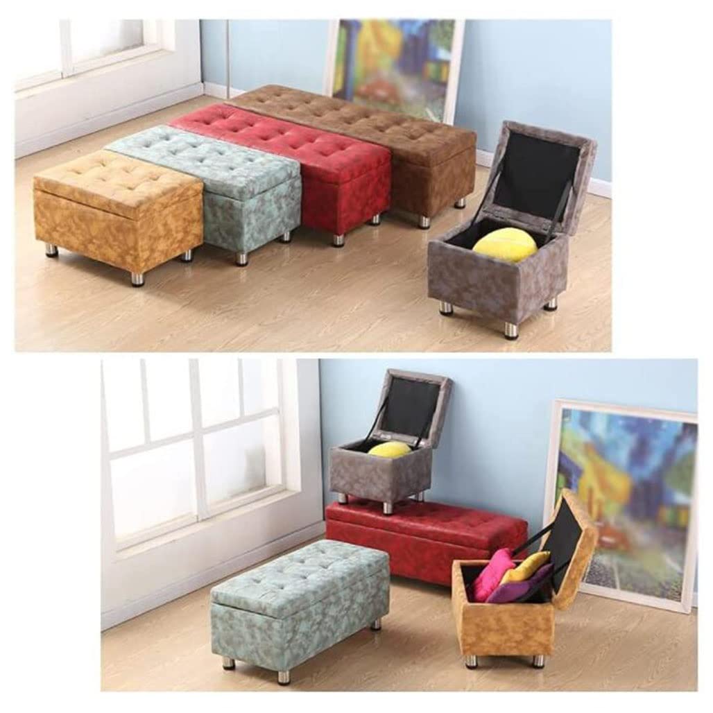 Ottomano Rettangolare con Bottoni Trapuntati, Panca per Scarpe da Ingresso per corridoio del Soggiorno, poggiapiedi con Contenitore Sgabello ottomano Multifunzione in Velluto di GH