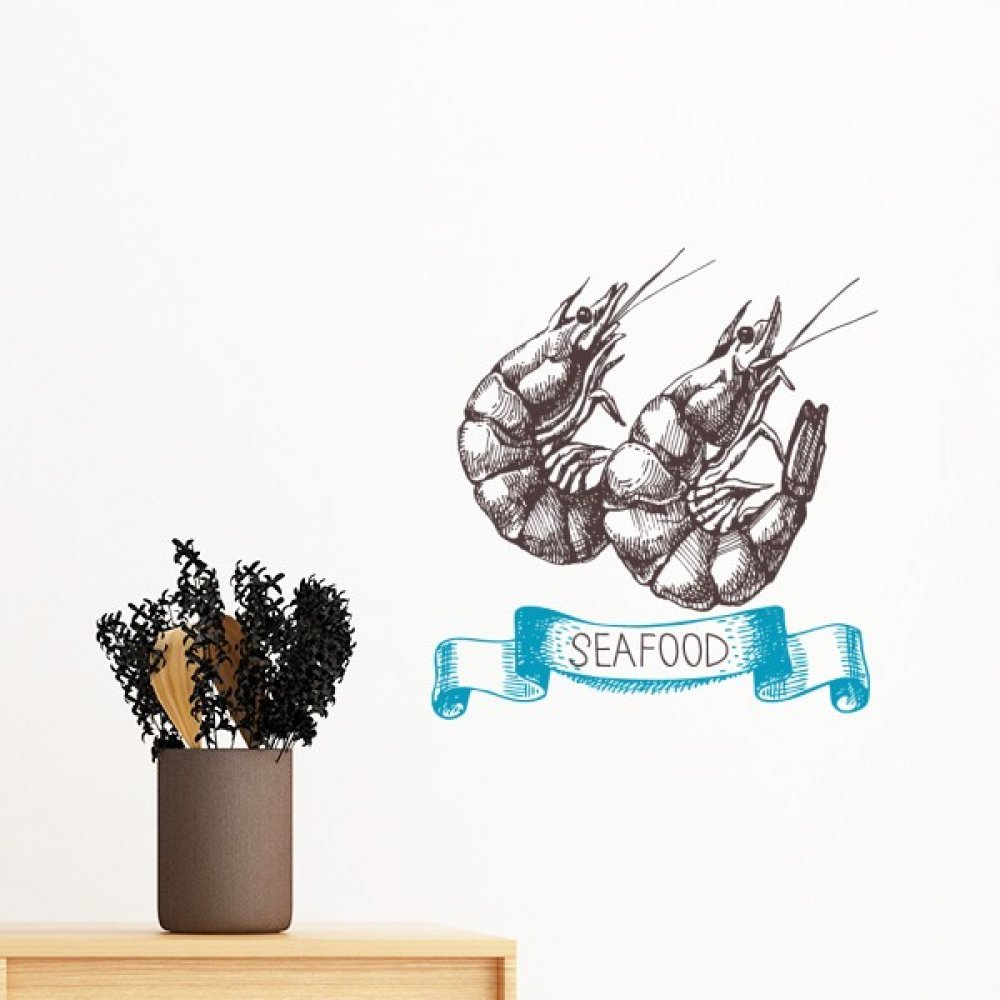 Sticker mural crevette marine de 100cm ideal pour creer une ambiance ocean unique