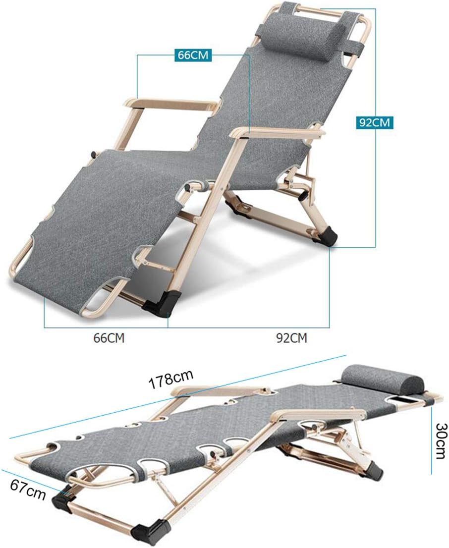 Sun Lounger Recliner Chairs Folding Beach Chairs Garden Outdoor Patio Reclining Chair Folding Deck Chairs with Detachable Pillow Max.200kg