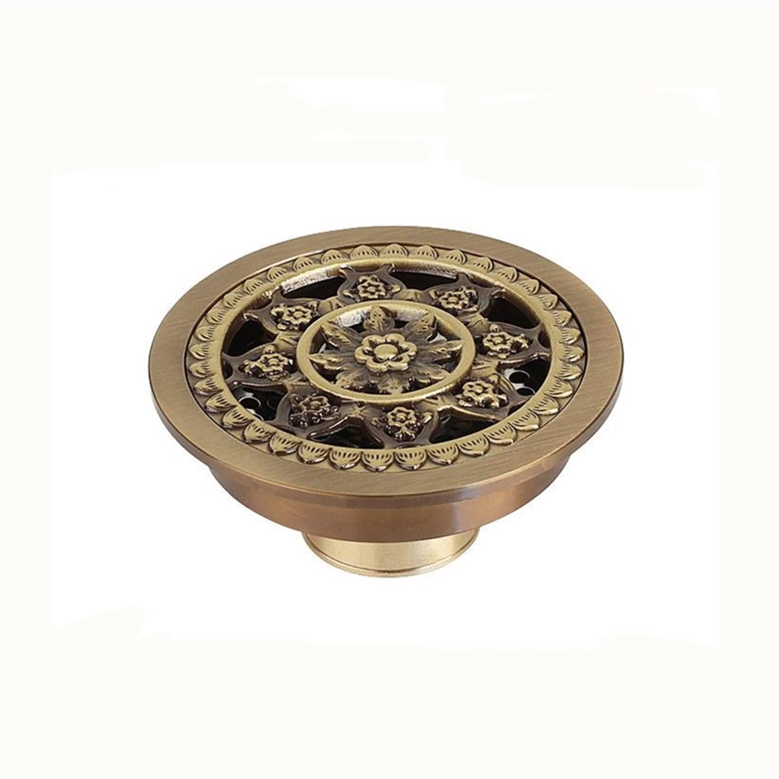 Siphon de sol en laiton antique 10x10 cm au charme rétro unique pour douche