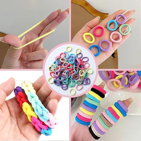 100PCS Candy Color Small Hair Bands, Small Hair Ties Elastics Bands Bobbles Ties Accessories, Coloured Stretch Strong Hairbands Colorful Seamless Ponytail Holders for Girls -(Multicolour)