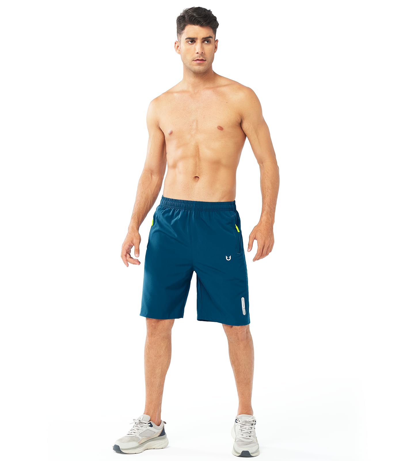 NORTHYARD Męskie sportowe spodenki do biegania szybkoschnące spodenki treningowe 17,8 cm/12,7 cm/23 cm lekkie sporty siłownia koszykówka tenis piesze wycieczki, Seablue, L