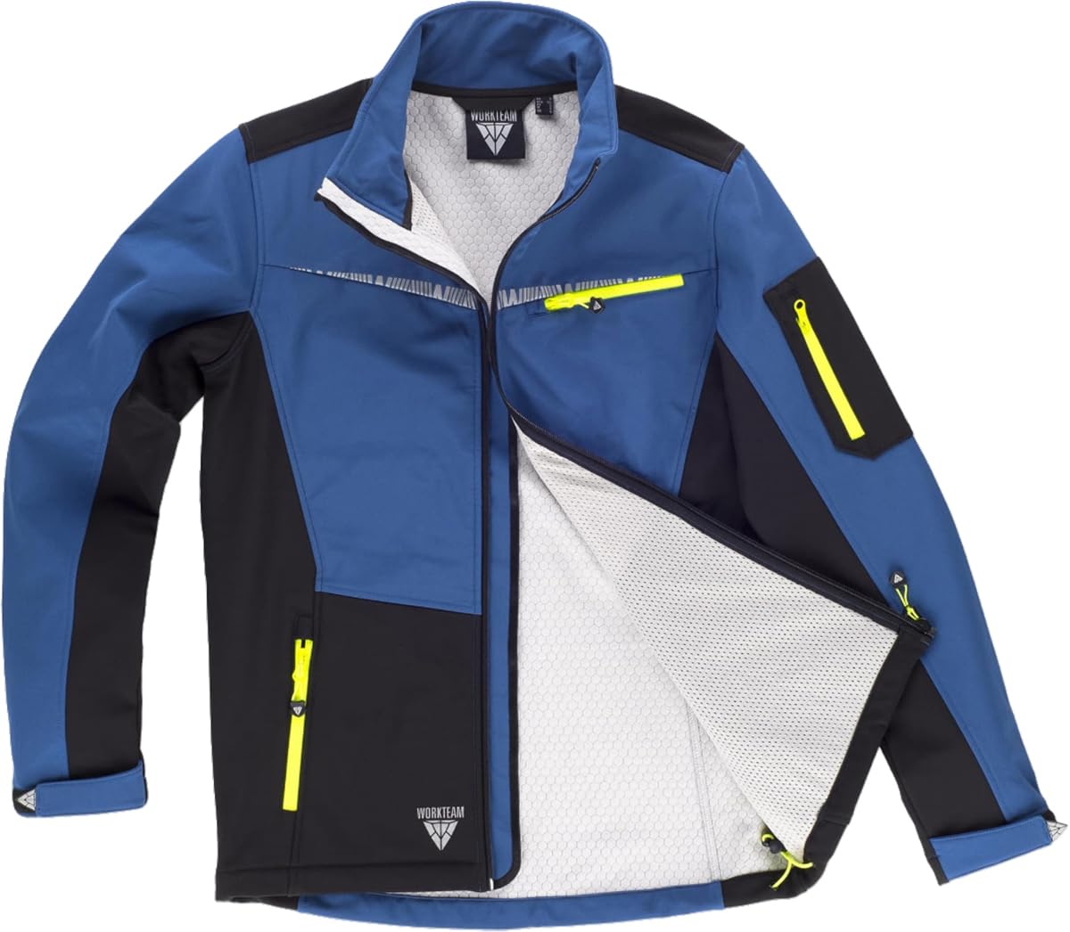WORKTEAM Chaqueta Softshell, Corta Vientos Y Repelente al Agua, con Detalles Reflectantes, Forro Polar Interior, Transpirable y Resistente al Desgarro. Unisex