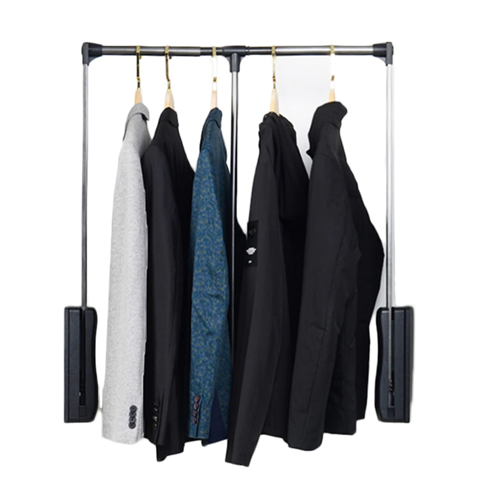 HTTGDGDH Adjustable Pull Down Closet Rod, Space-Saving Side-Mounted Rail, Soft Return Design, 20Kg Capacity, Gray, 660-890Mm For Easy Access And Organization,660-890mm