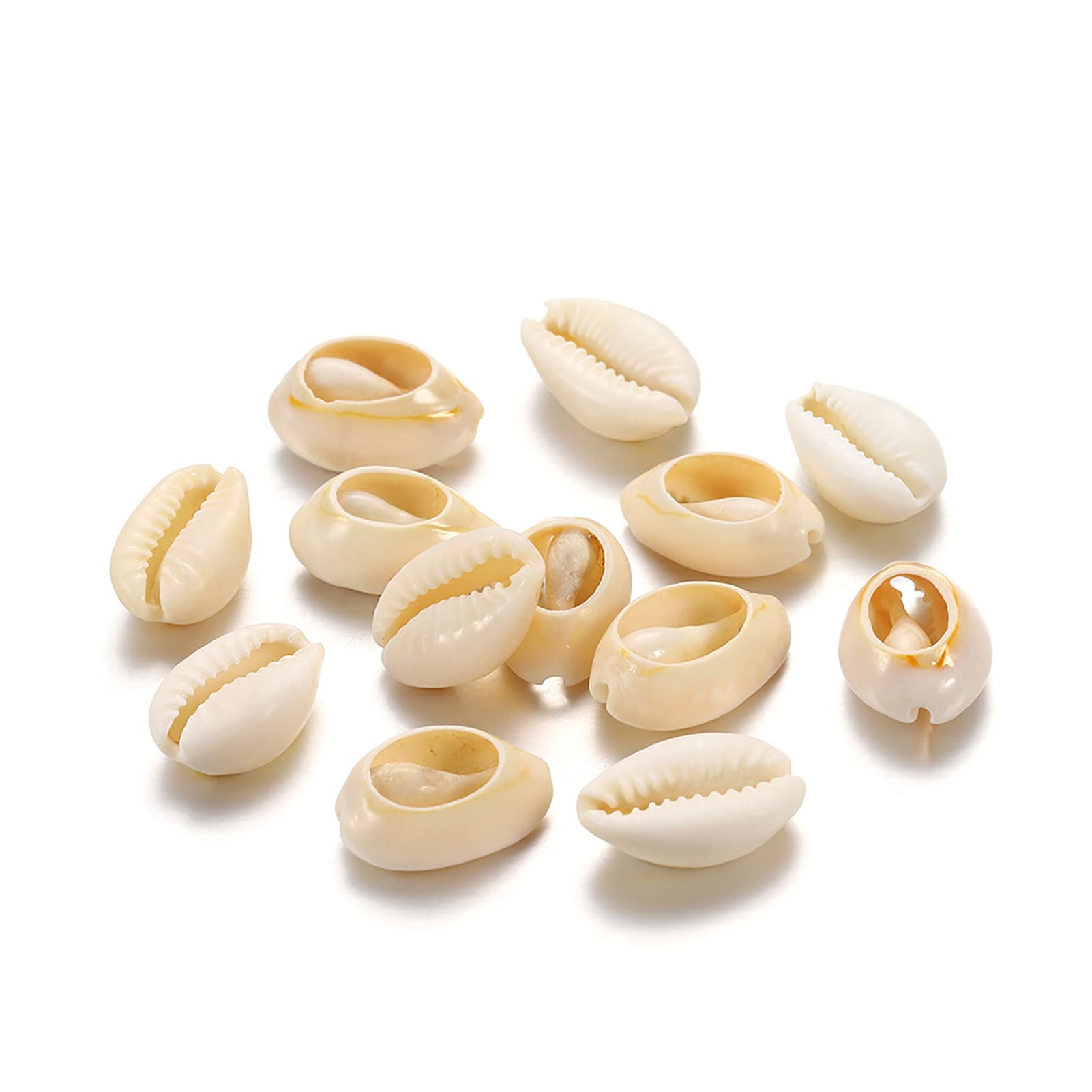 800pcs White 16mm Natural Spiral Shell Beads Smooth Cut Oval Beach Seashells Cowrie Shell Loose Spacer Beads Charms No Hole for Summer DIY Earring Bracelet Necklace Jewelry Making